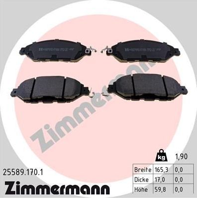 Тормозные колодки Zimmermann. Артикул 25589.170.1