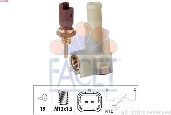 Датчик температуры охлаждающей жидкости Facet Made in Italy - OE Equivalent. Артикул 7.3326K