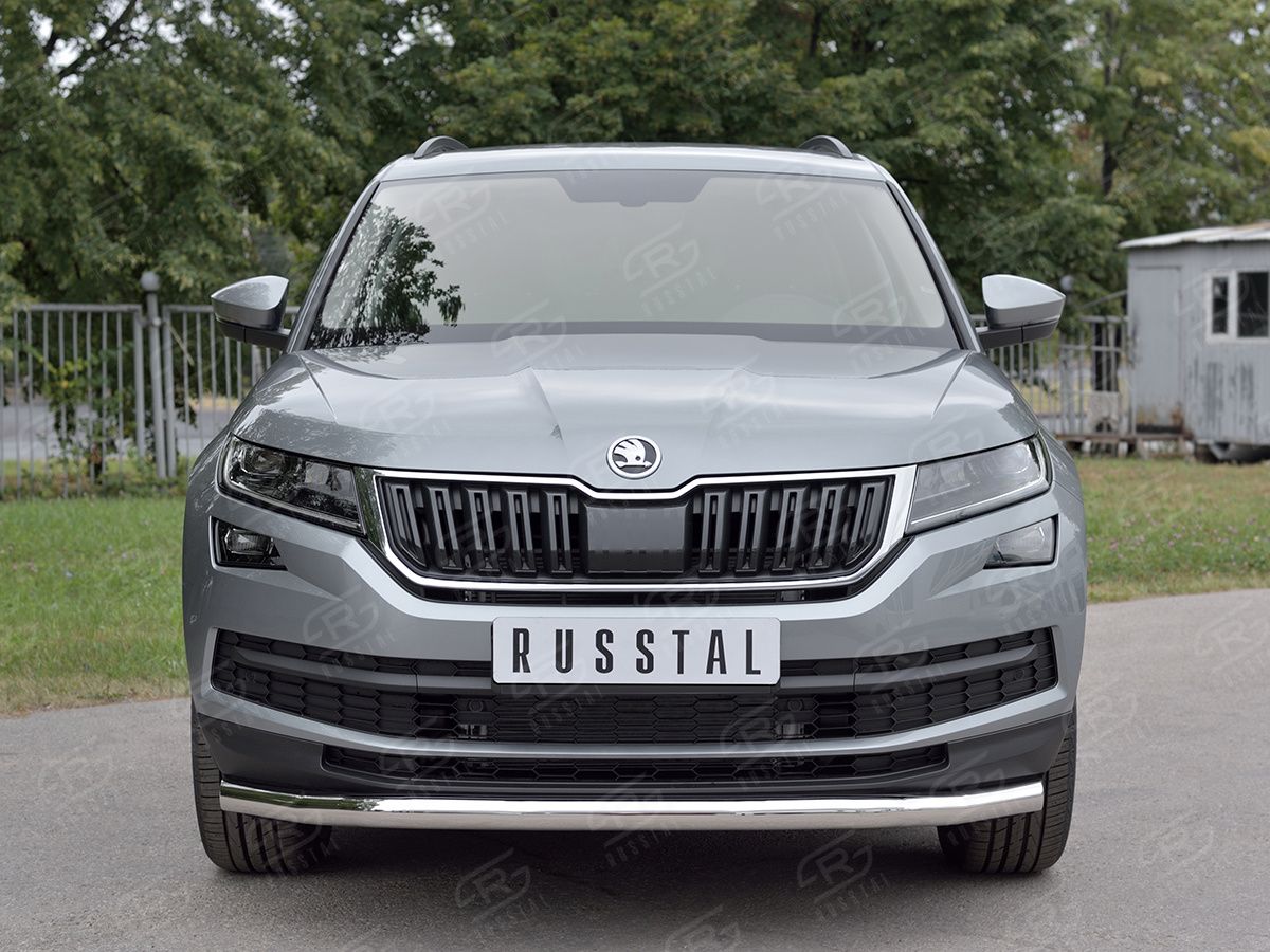 Защита RusStal переднего бампера d63 волна для Skoda Kodiaq 2017-2026. Артикул SKKZ-002770
