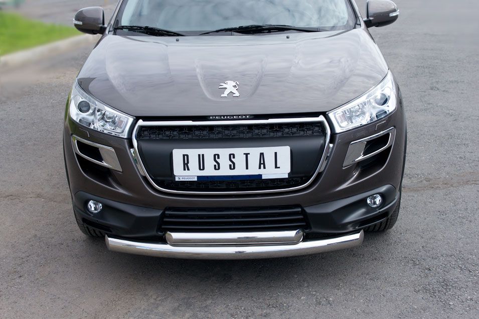 Защита RusStal переднего бампера d76/63 (дуга) для Peugeot 4008 2012-2026. Артикул P48Z-000531
