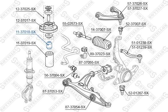 Отбойник амортизатора (стойки) Stellox передний для Honda CR-V I 1995-2002. Артикул 11-37018-SX