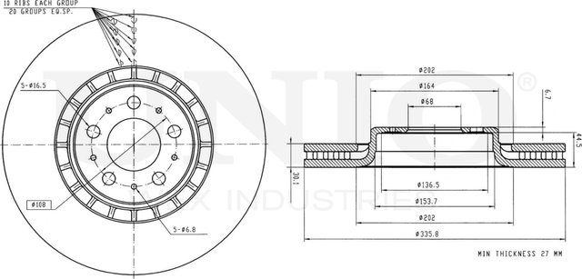 Диск тормозной (Unio). Артикул BRD-20320