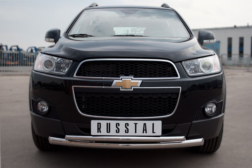 Защита RusStal переднего бампера d63/42 (дуга) для Chevrolet Captiva 2012-2013. Артикул CHCZ-000821