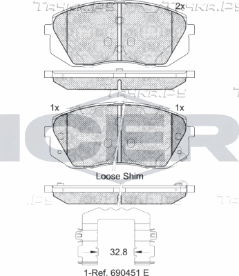 Тормозные колодки Icer передние для Kia Niro I 2018-2026. Артикул 181826-202
