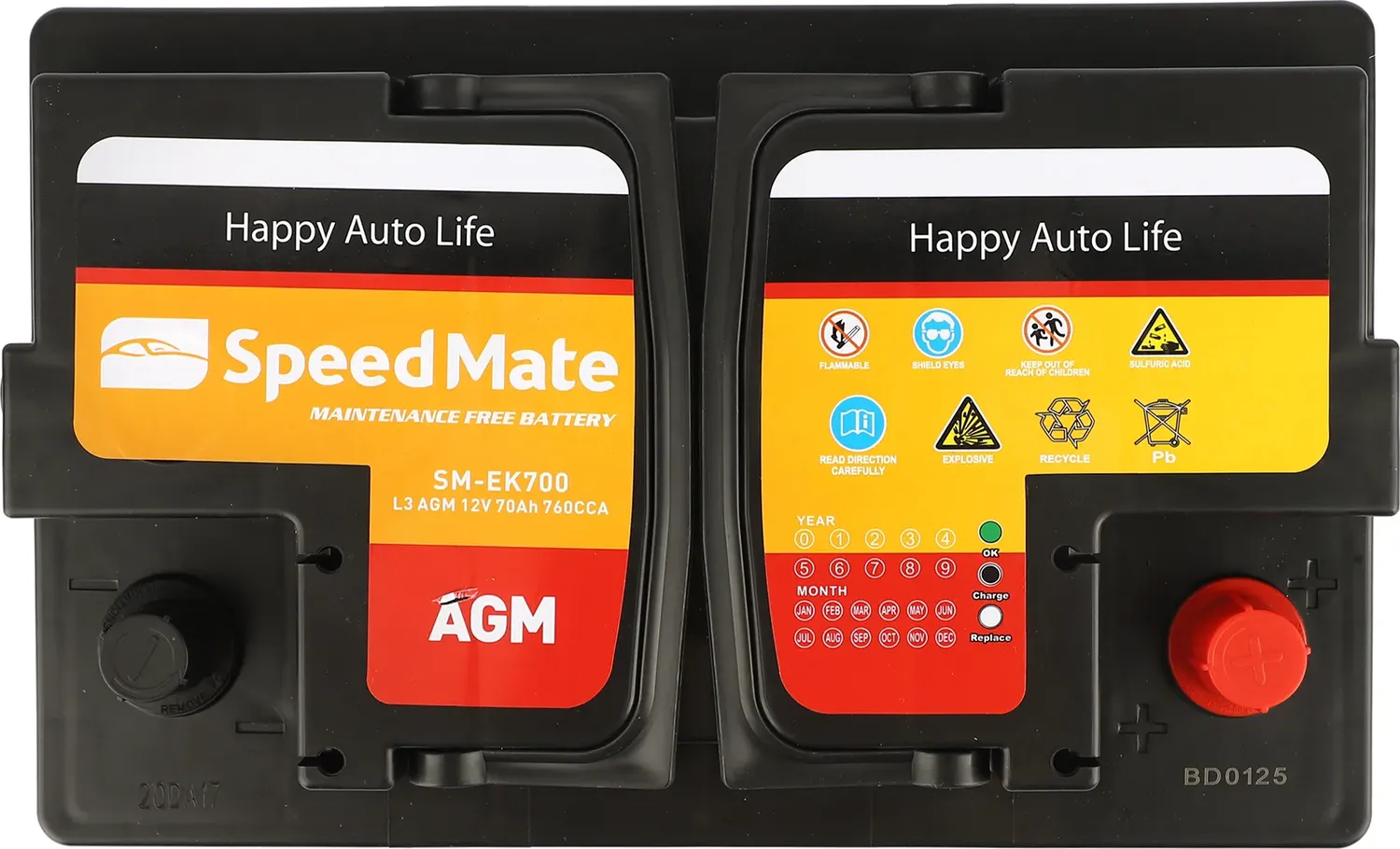 АКБ SPEEDMATE AGM 12V 70AH 760A 278X175X190 Speedmate. Артикул SMEK700