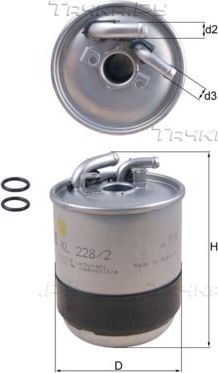 Топливный фильтр Mahle для Jeep Commander XK, XH 2006-2010. Артикул KL 228/2D