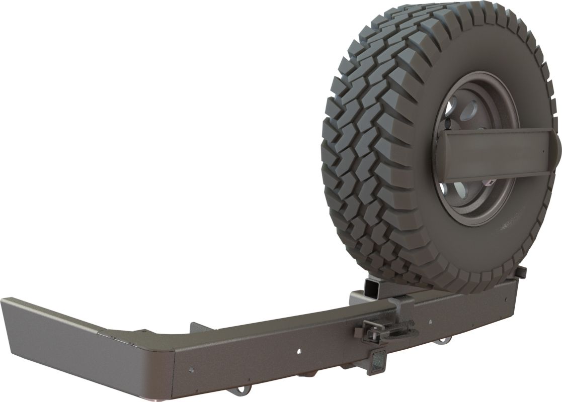 Бампер силовой STC задний для Toyota Land Cruiser Prado 150 2009-2017 с квадратом под фаркоп, кронштейном крепления запасного колеса по центру и кронштейном крепления гос номера. Артикул STC-TLCP150-BR-C1