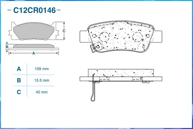 Колодки тормозные задние (Low Metallic) (Cworks). Артикул C12CR0146