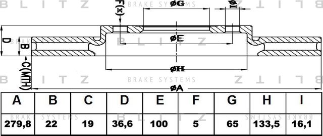 Диск тормозной передний вентилируемый Audi A3 1996-, Volkswagen Golf/Bora 1996 (Blitz). Артикул BS0152