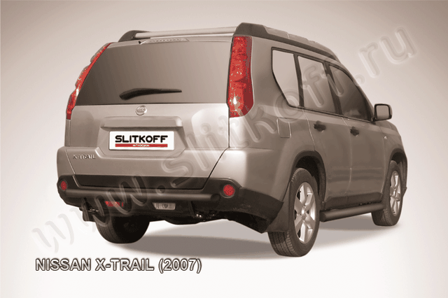 Защита Slitkoff заднего бампера d57 ЧЕРНАЯ матовая для Nissan X-Trail T31 2007-2010. Артикул NXT011B