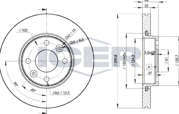 Тормозной диск Icer. Артикул 78BD7795-2