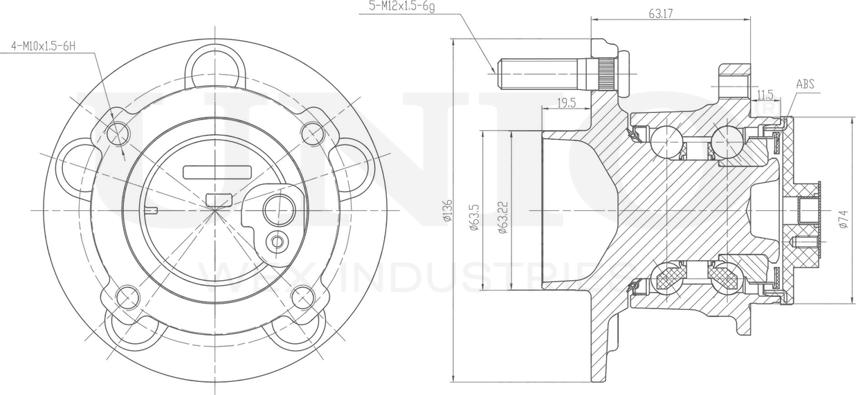Ступица колеса с интегрированным подшипником (Unio). Артикул HUB-20287