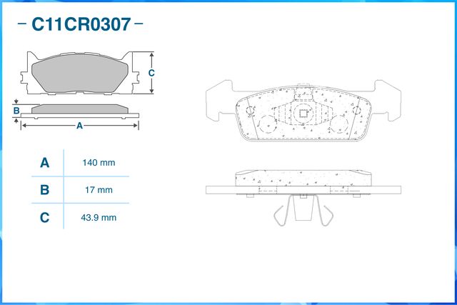 Колодки тормозные передние (Cworks). Артикул C11CR0307