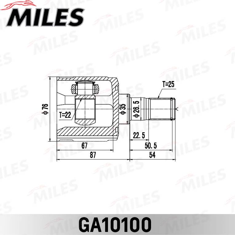 Шрус внутренний (граната) Miles. Артикул GA10100