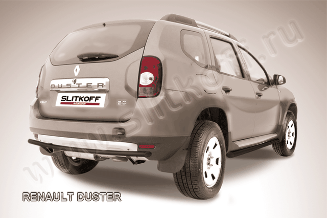 Защита Slitkoff заднего бампера d42 ЧЕРНАЯ матовая для Renault Duster I 2010-2015. Артикул RD010B