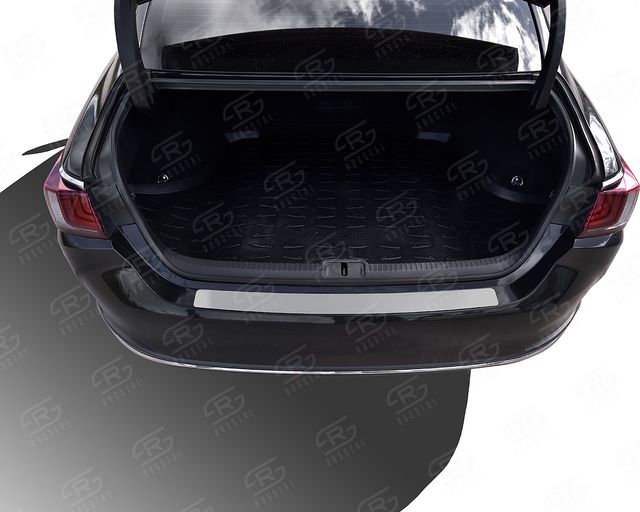 Накладка на задний бампер RusStal для Lexus ES200/250/350 2018-2026 (лист нерж. шлифованный). Артикул LEXESN-003482