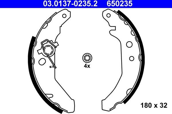 Тормозные колодки ATE задние для Ford Fiesta III 1989-1996. Артикул 03.0137-0235.2