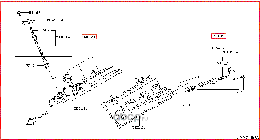 Катушка зажигания Nissan. Артикул 22448ZE00C
