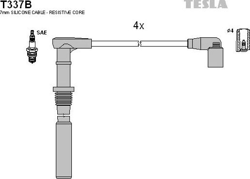 Высоковольтные провода (провода зажигания) (комплект) Tesla. Артикул T337B
