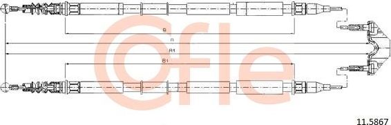 Трос ручника (тросик ручного тормоза) Cofle. Артикул 92.11.5867