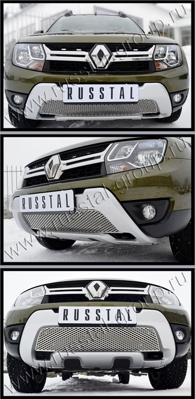 Накладка на решётку радиатора RusStal НИЖНЯЯ (лист нерж.) для Renault Kaptur 2016-2026. Артикул RRRD15-001