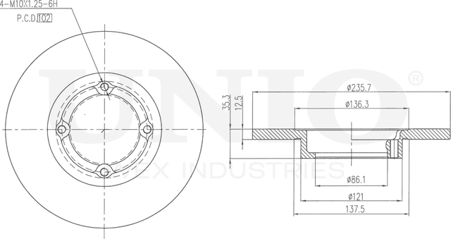 Диск тормозной (Unio). Артикул BRD-20063