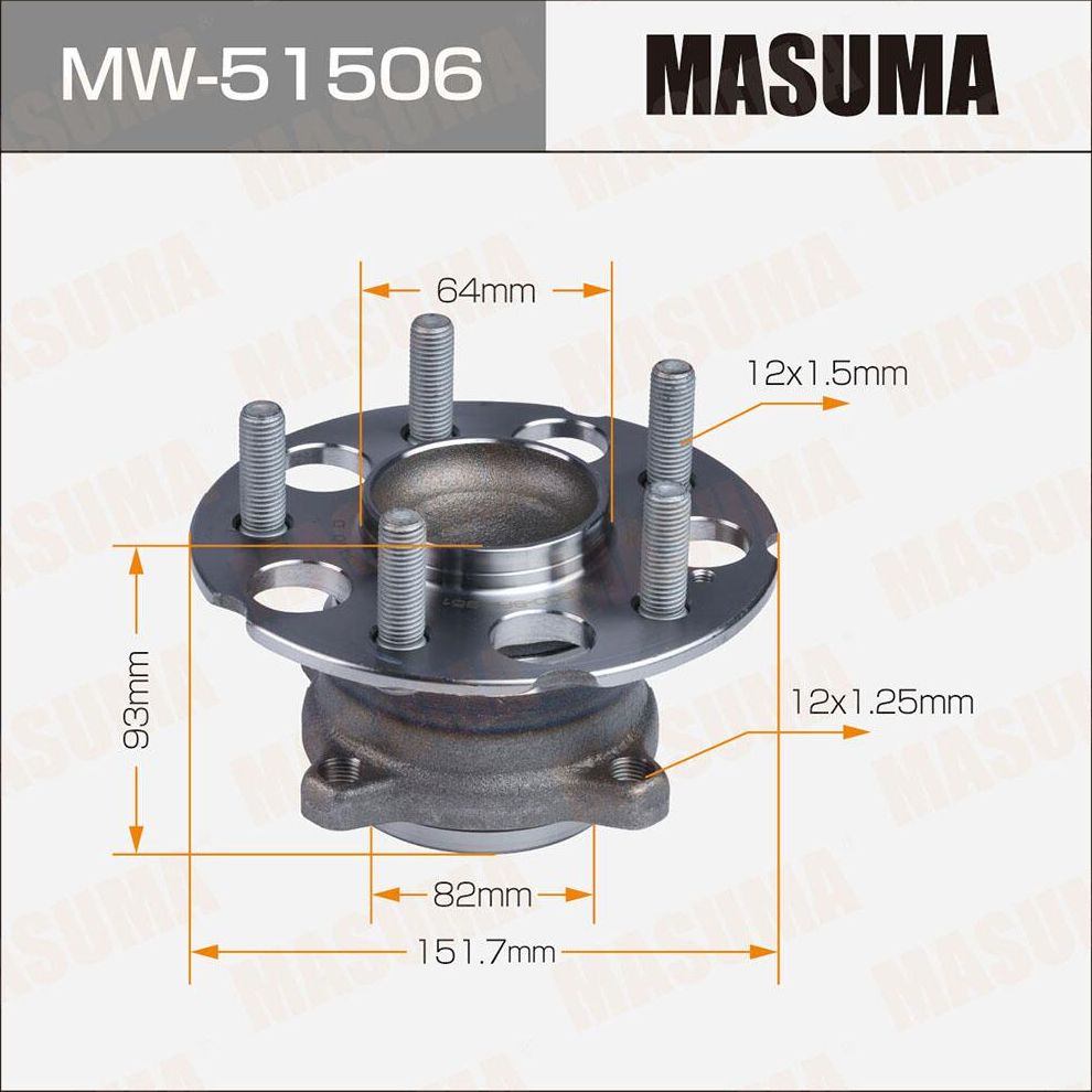 Ступичный подшипник (комплект) Masuma. Артикул MW-51506