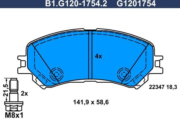Тормозные колодки Galfer. Артикул B1.G120-1754.2