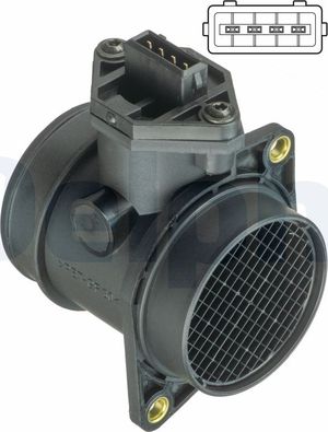 Датчик массового расхода воздуха (ДМРВ) Delphi для Alfa Romeo 159 2005-2012. Артикул AF10376-12B1