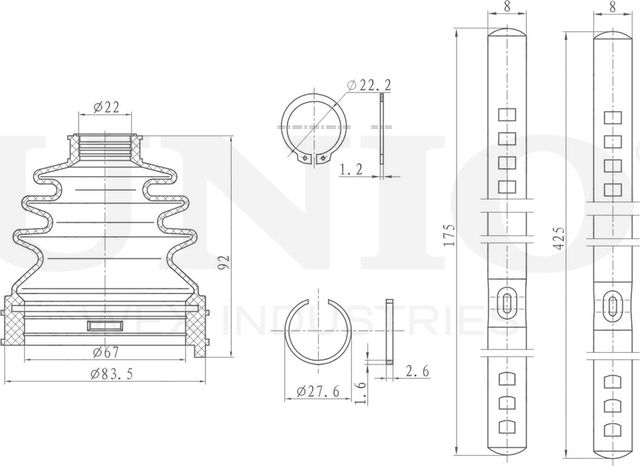 Пыльник ШРУС, комплект (Unio). Артикул DUC-30073K