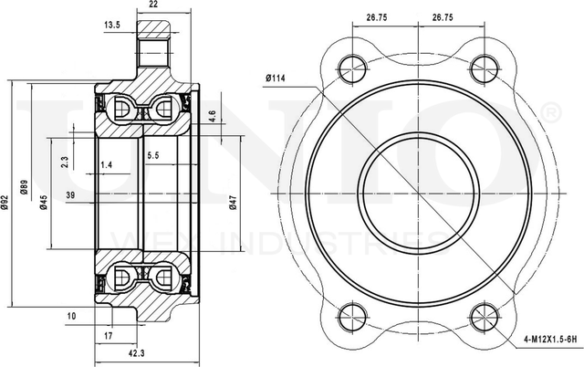 Ступица колеса с интегрированным подшипником (Unio). Артикул HUB-20105