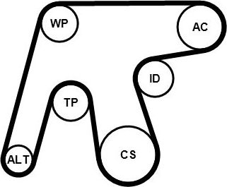 Комплект поликлинового ремня  с водяным насосом) MERCEDES BENZ: C KLASSE  W205) ContiTech. Артикул 6PK1642WP3