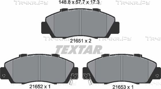 Тормозные колодки Textar передние для Acura Legend II 1991-1996. Артикул 2165101