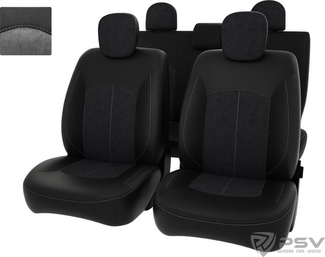 Чехлы PSV Оригинал на сидения для Renault Duster I 2010-2015, цвет Черный/темно-серый. Артикул 131732
