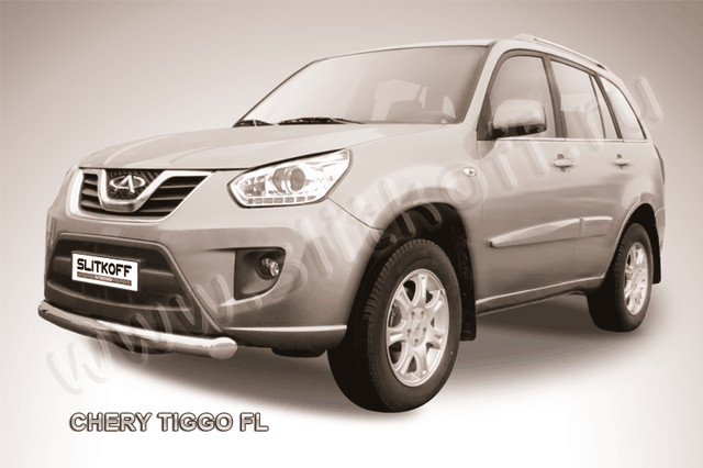 Защита Slitkoff переднего бампера d76 для Chery Tiggo (T11) рестайлинг 2011-2016. Артикул CT-FL-001