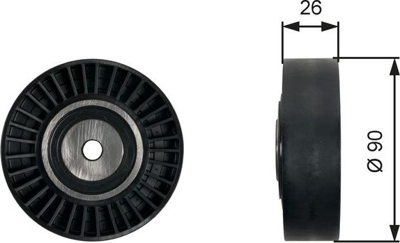 Направляющий (ведущий) ролик приводного поликлинового ремня Gates (полимерный материал). Артикул T36461