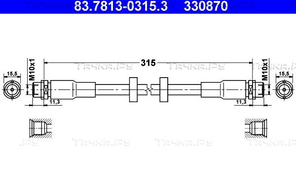 Тормозной шланг ATE передний для Audi A6 III (C6) 2004-2011. Артикул 83.7813-0315.3