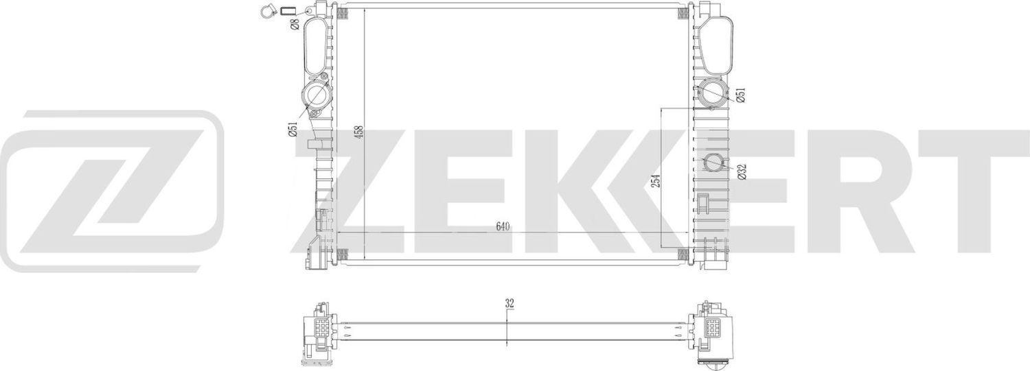 Радиатор охлаждения двигателя Zekkert (алюминий). Артикул MK-1658