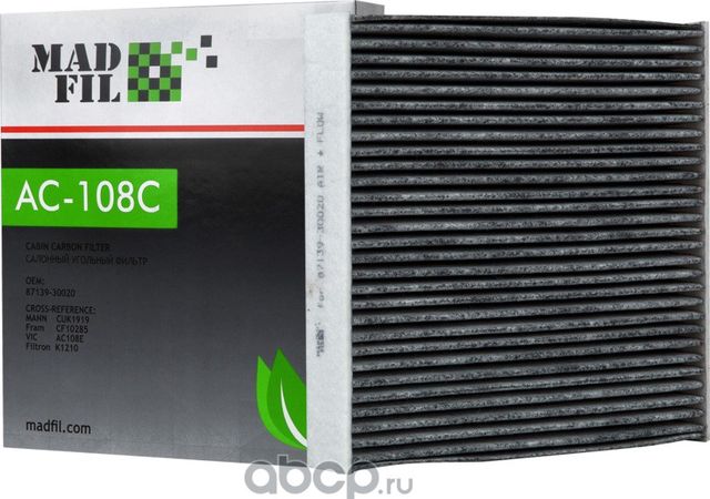 ФИЛЬТР САЛОННЫЙ TOYOTA COROLLA 07 AVENSIS 09 УГО (Madfil). Артикул AC108C