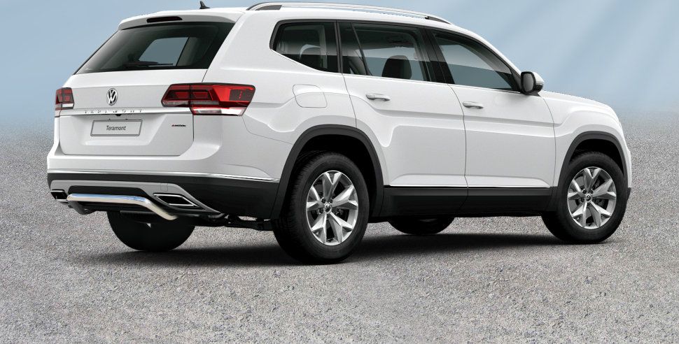 Защита Slitkoff заднего бампера d57 скоба для Volkswagen Teramont 2018-2026. Артикул VWTM005