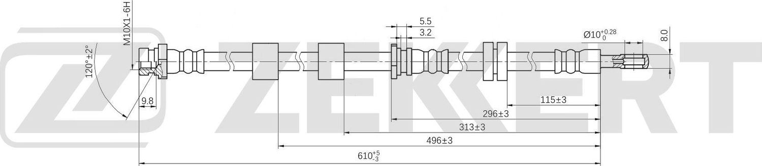 Тормозной шланг Zekkert. Артикул BS-9564