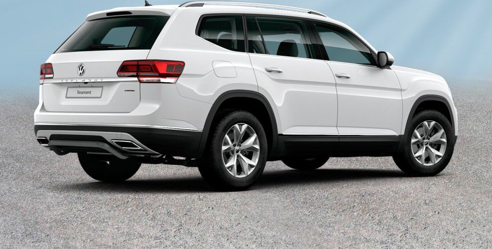 Защита Slitkoff заднего бампера d57 скоба для Volkswagen Teramont 2018-2026 Черная. Артикул VWTM005В