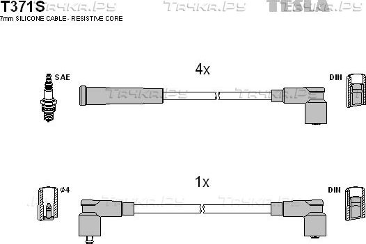 Высоковольтные провода (провода зажигания) (комплект) Tesla (Силикон). Артикул T371S