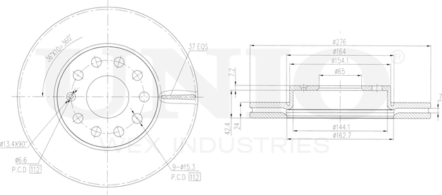 Диск тормозной (Unio). Артикул BRD-20302