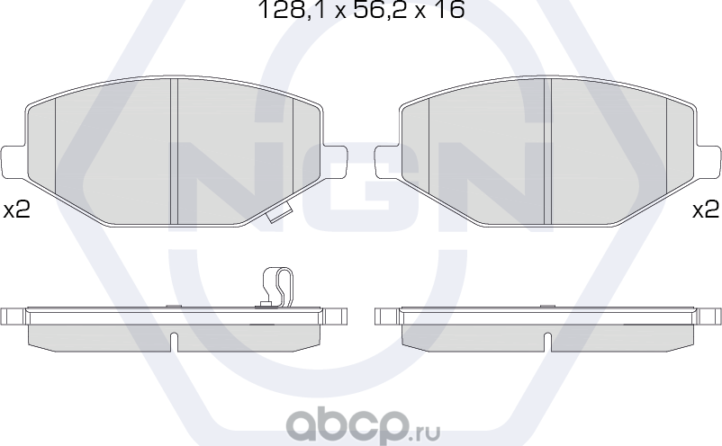 Колодки тормозные керамические, передние (NGN). Артикул 3502301