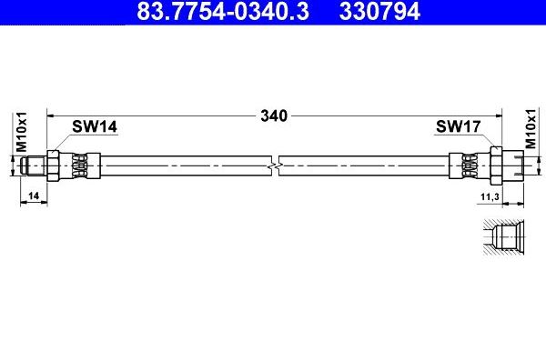 Тормозной шланг ATE. Артикул 83.7754-0340.3