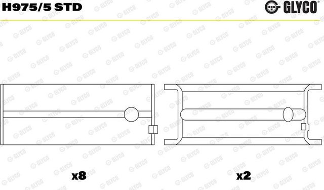 Вкладыши коренные Glyco для Chevrolet Cruze I 2009-2015. Артикул H975/5 STD