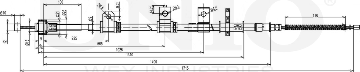 Трос ручного тормоза (Unio). Артикул CAB-60008