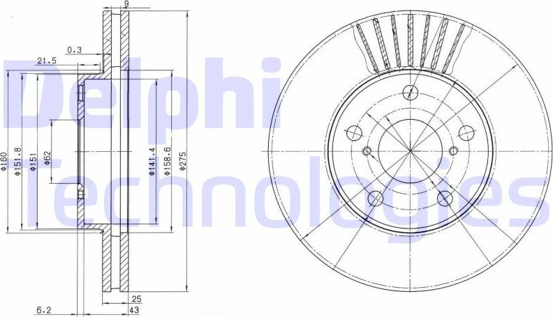 Тормозной диск Delphi. Артикул BG3856