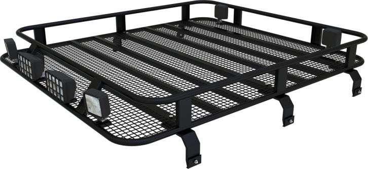 Багажник экспедиционный Podgotoffka 1600х1200x120 мм с сеткой и креплением на водостоки для Nissan Patrol Y61 3 дв. 1997-2010. Артикул PGT-B.29.03